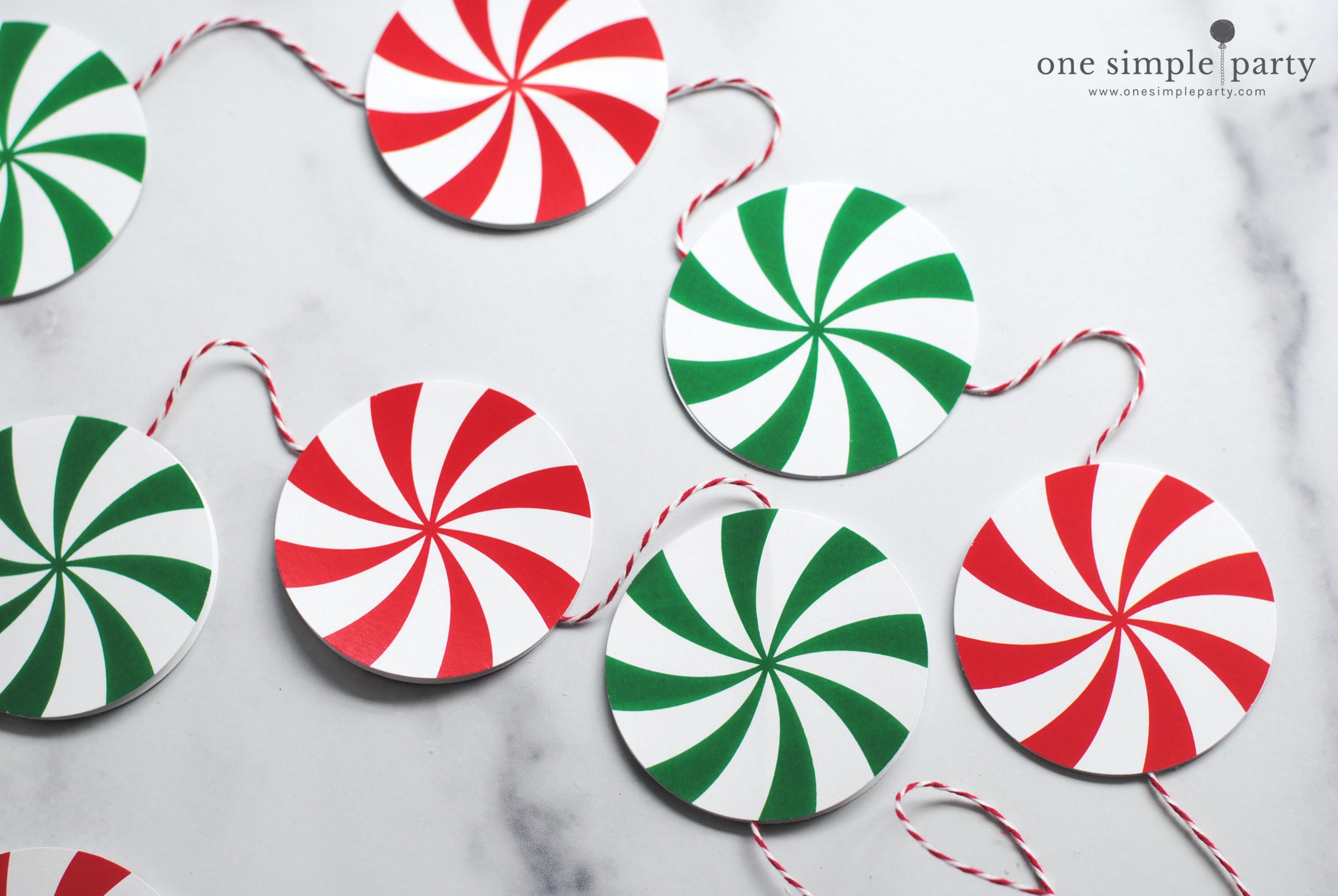 Free printable peppermint candy garland