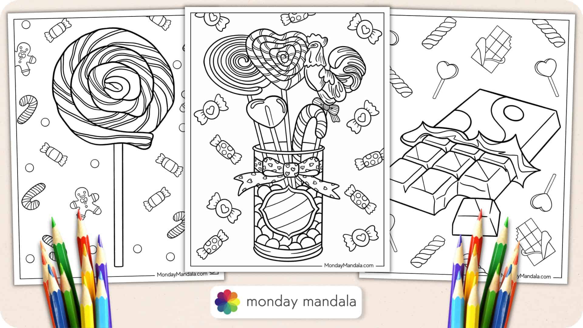 Candy coloring pages free pdf printables