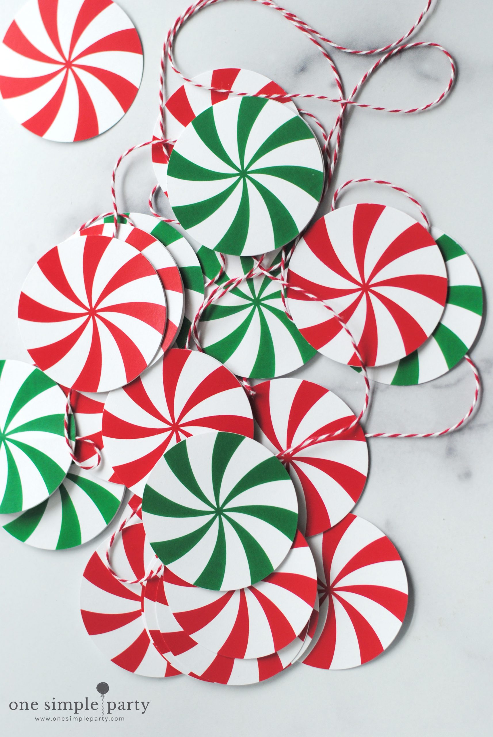 Free printable peppermint candy garland