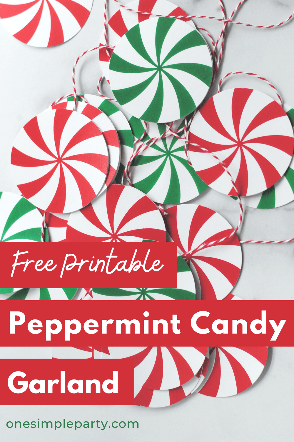 Free printable peppermint candy garland