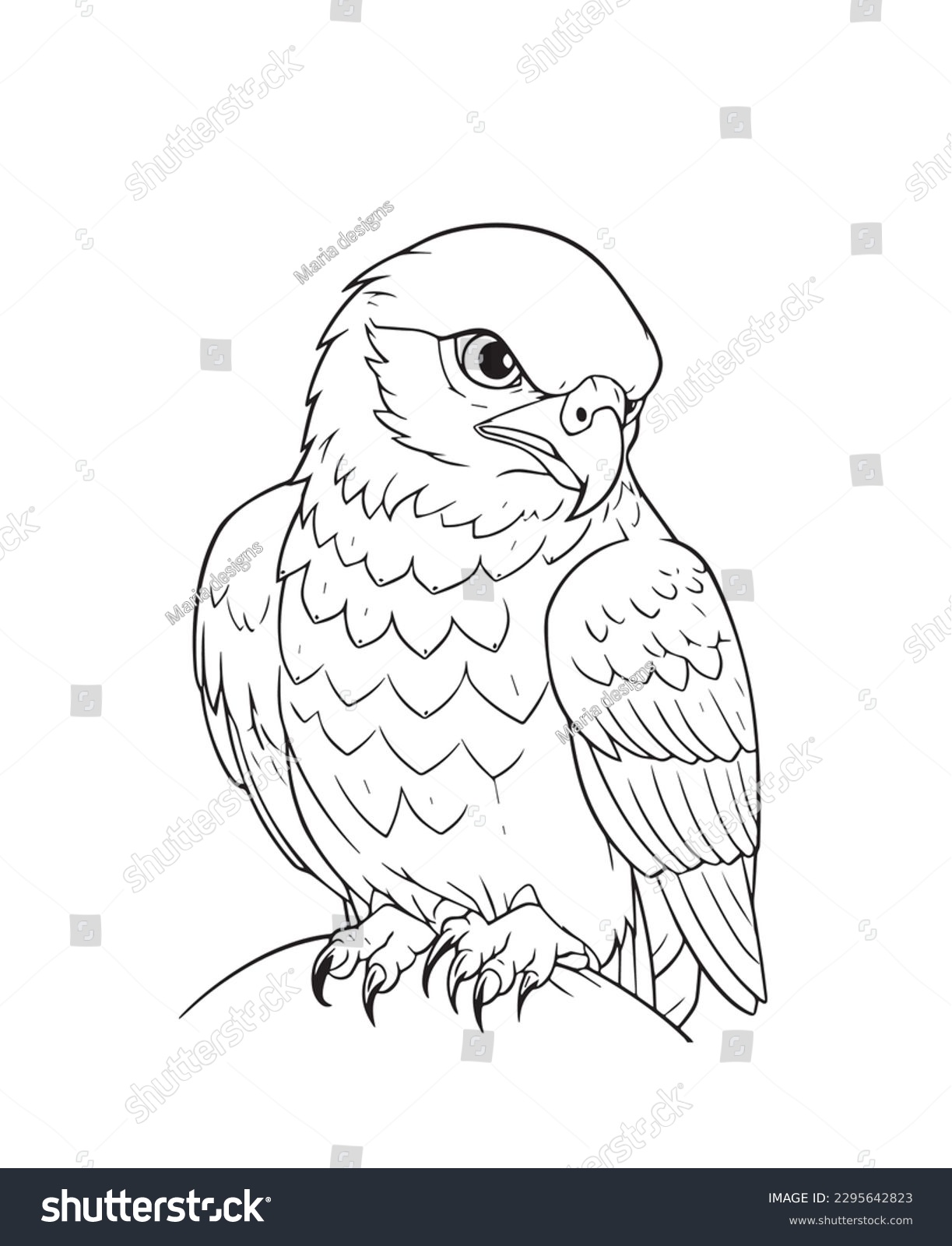 Hand drawn vector coloring page falcon stock vector royalty free