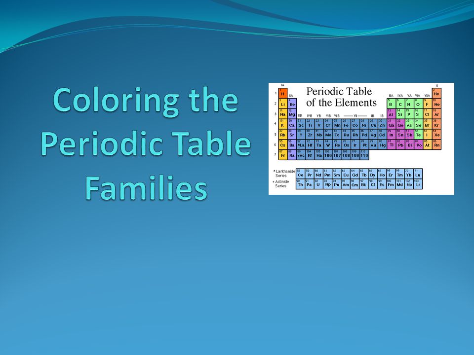 Coloring the periodic table families