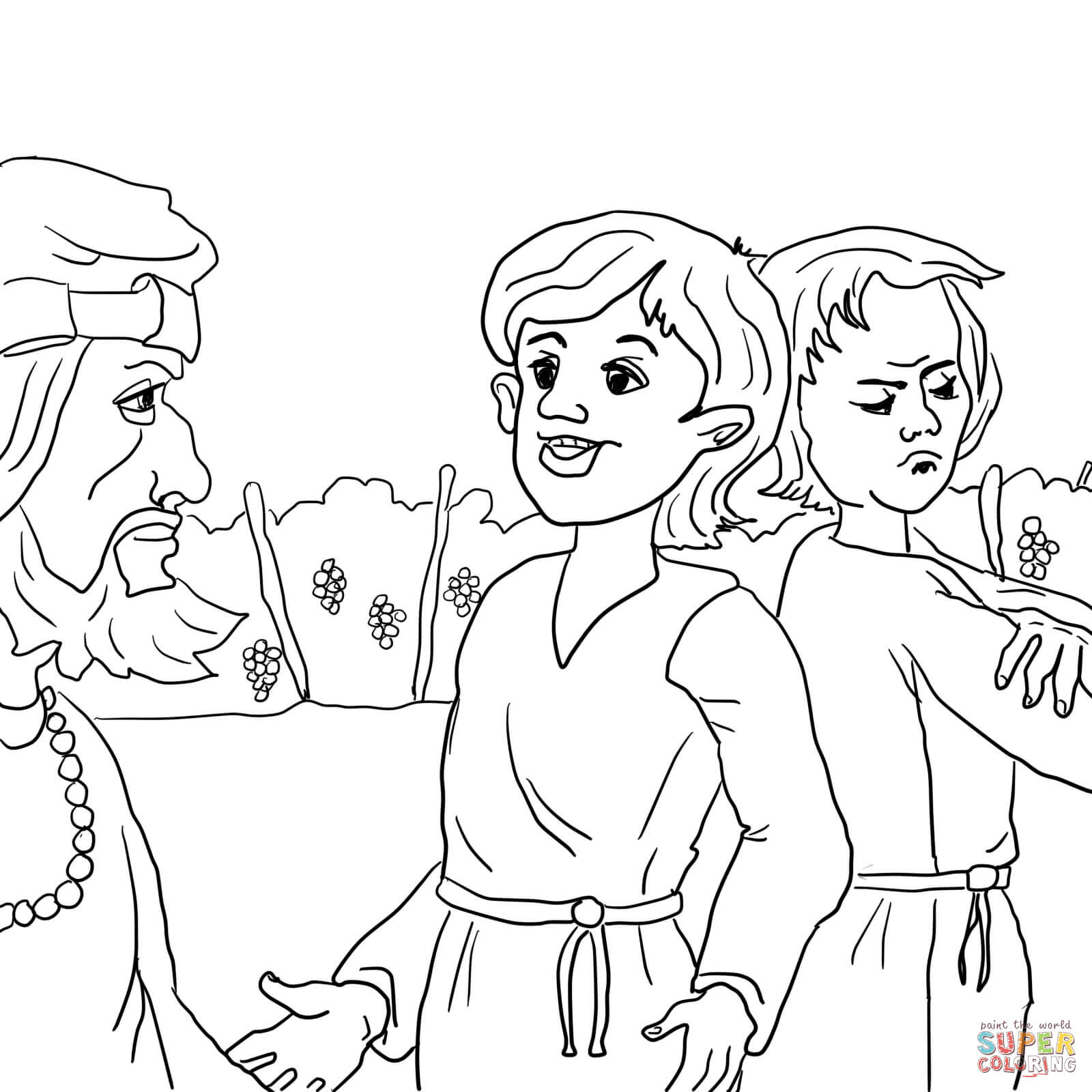 Parable of the two sons coloring page free printable coloring pages