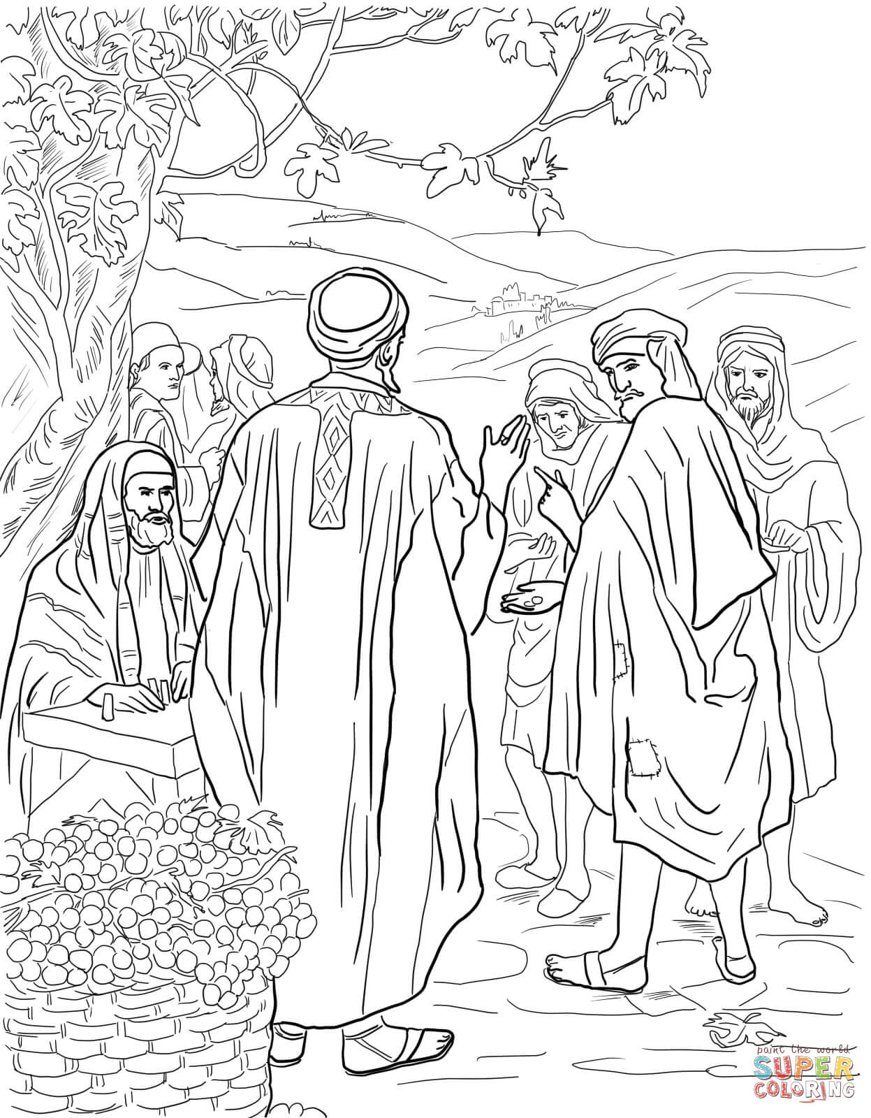 Parable of the workers in the vineyard coloring page free printable coloring pages