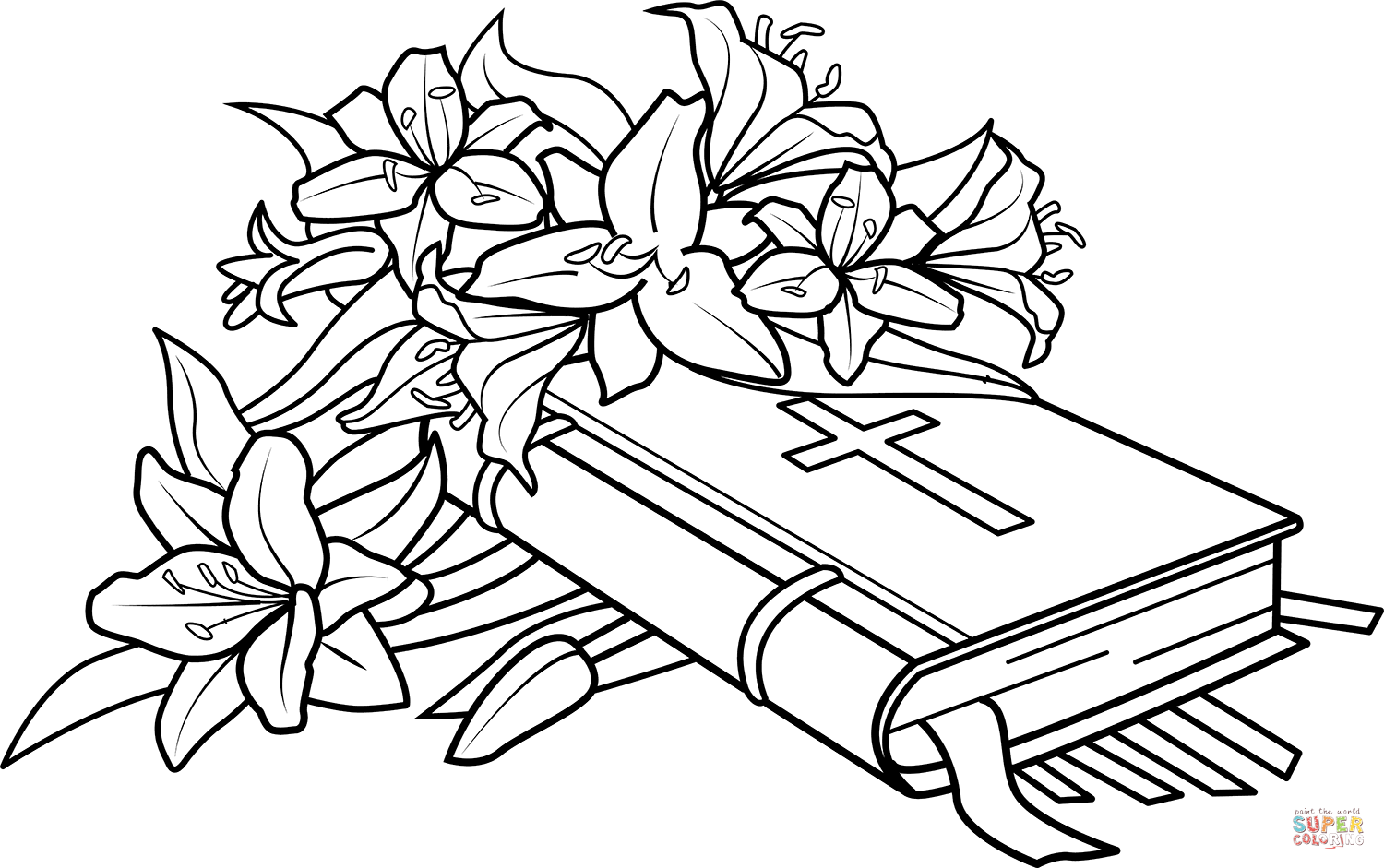 Easter lilies and bible coloring page free printable coloring pages