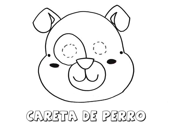 Careta de perro dibujos para colorear con los niãos