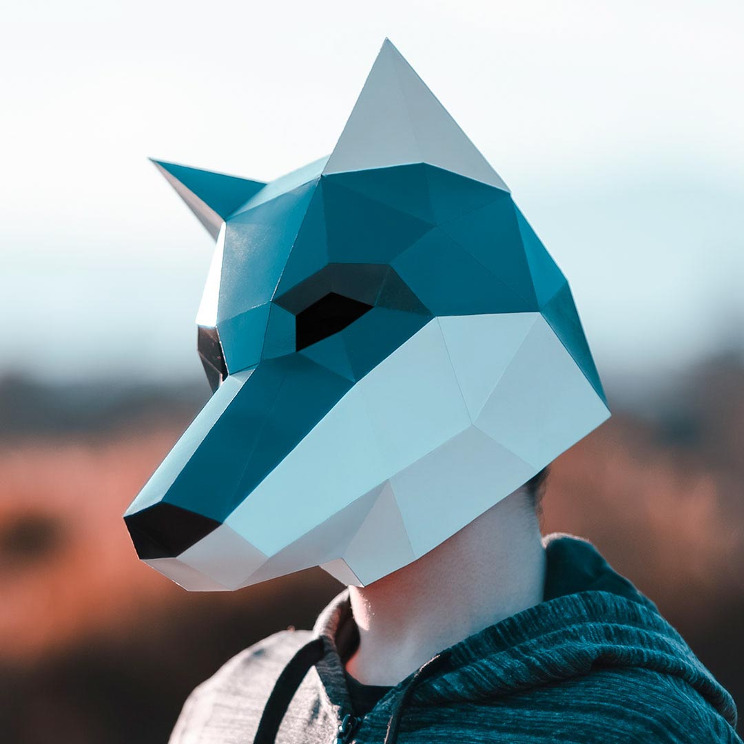 Dog mask printable template papercraft pdf pattern