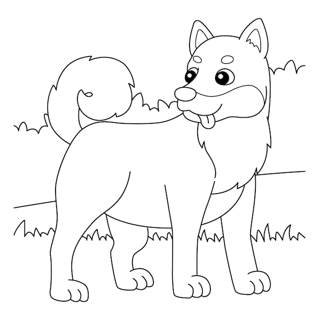 Premium vector shiba inu dog coloring page for kids