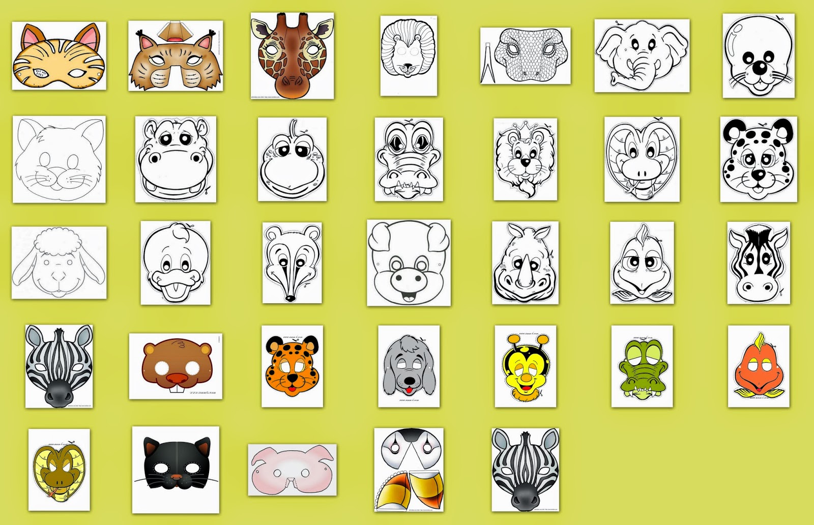 Animals free printable masks