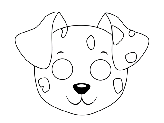 Mask coloring book doggie for kids to print and online