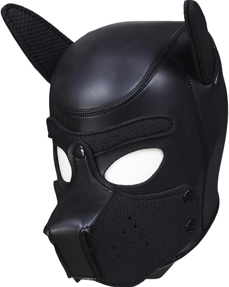 Afus puppy mask sexy dog mask adult cosplay full mask with ear black clothing shoes jewelry