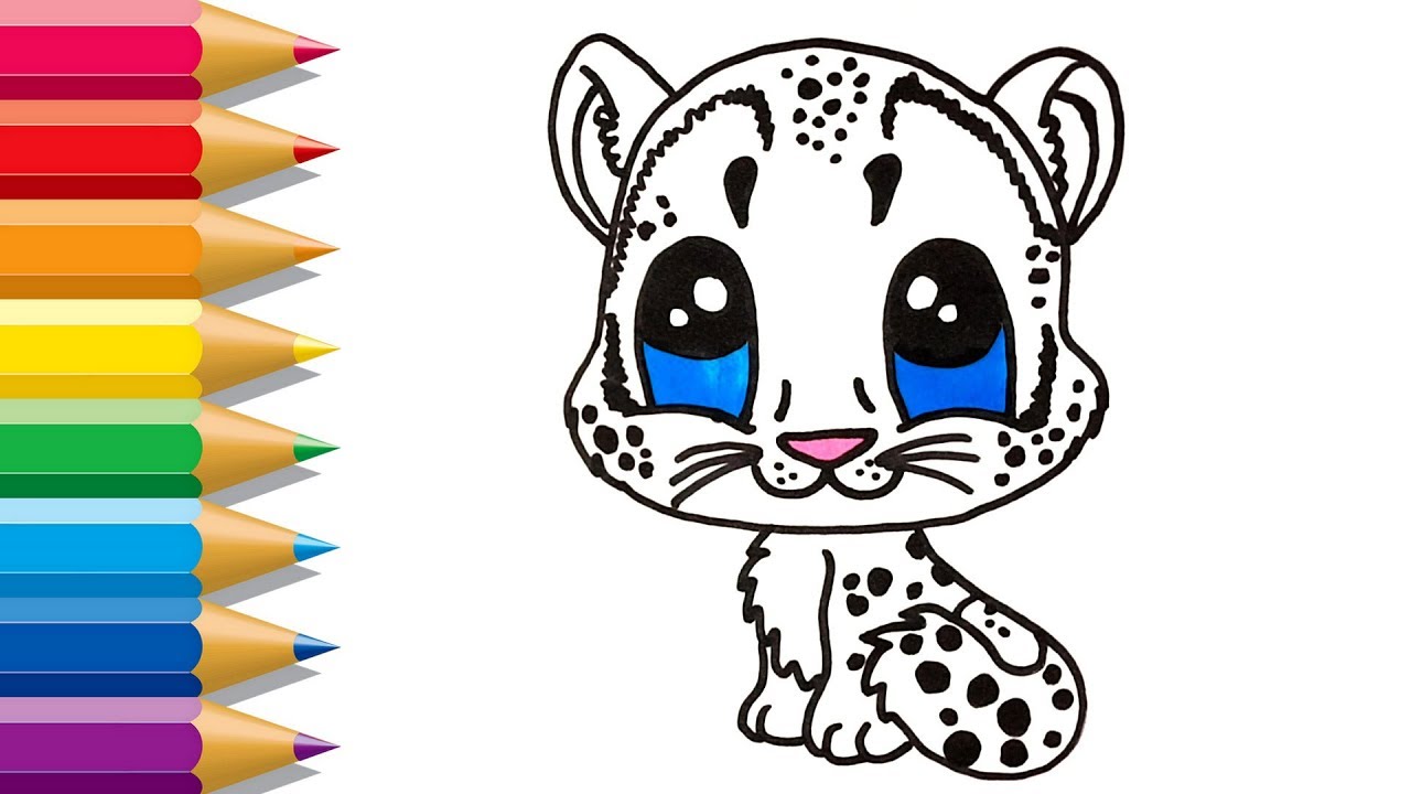 How to draw snow leopard drawing for kids learning video for children