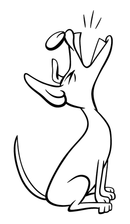 Black and white cartoon illustration of dog animal character barking or howling coloring book royalty free svg cliparts vectors and stock illustration image