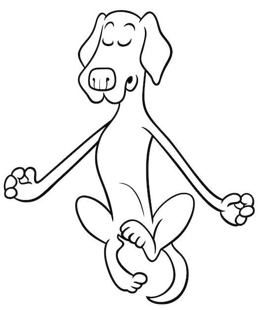 Premium vector cartoon meditating and levitating dog coloring page