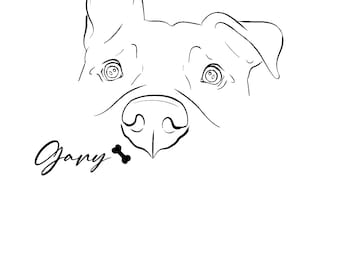 Custom line drawing dog ear outline or dog tattoo