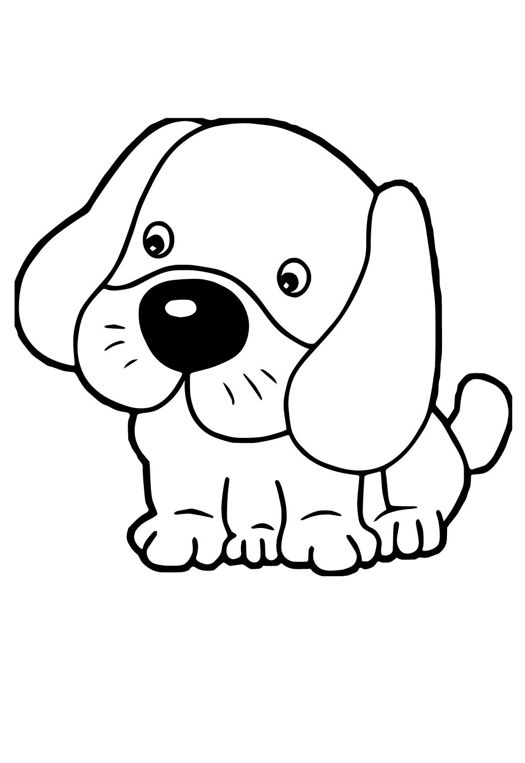 Free printable dog easy coloring page for adults and kids