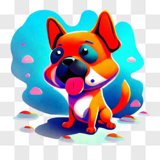 Descarga lindo perro de dibujos animados con la lengua fuera png en lãnea