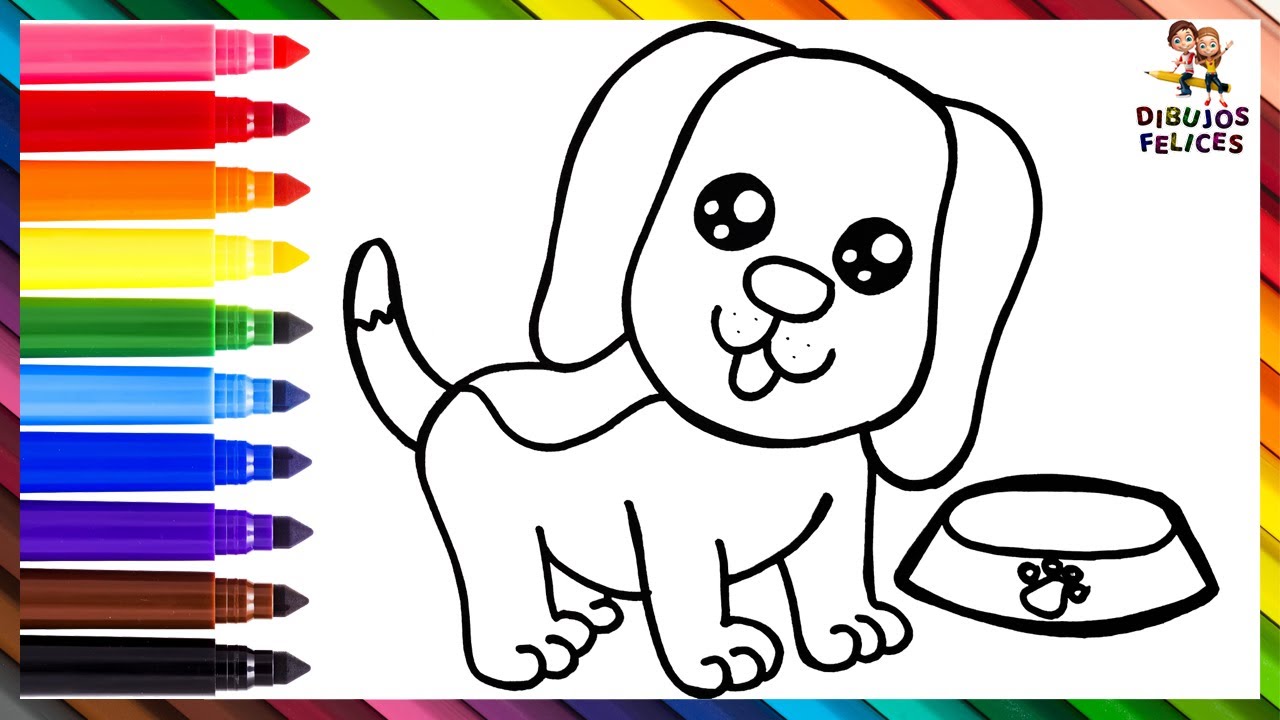 Cãmo dibujar un perro ðð dibuja y colorea un lindo perrito ð dibujos para niãos