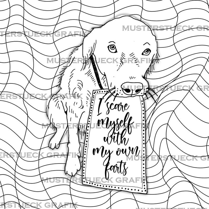 Golden retriever coloring book para adultos retriever coloring pages imprimible divertido hambriento y adorable retrievers perro para colorear libro digital