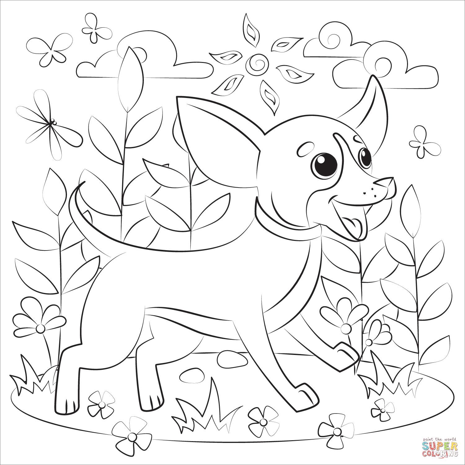 Dibujo de chihuahua para colorear dibujos para colorear imprimir gratis