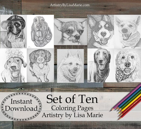 Libro para colorear pdf pãginas para colorear de perros descarga instantãnea para colorear en escala de grises kit de artesanãa para adultos para amantes de los perros