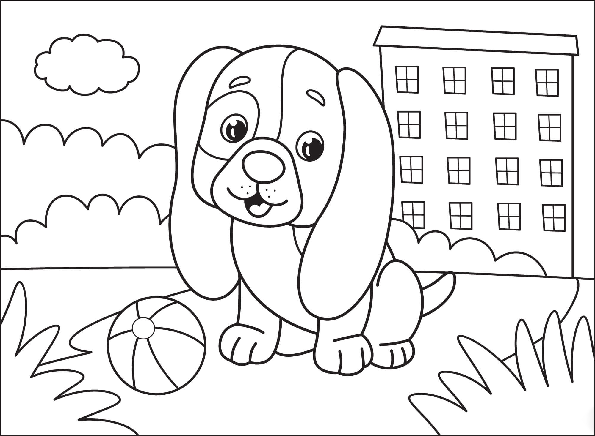 Puppy with long ears coloring page