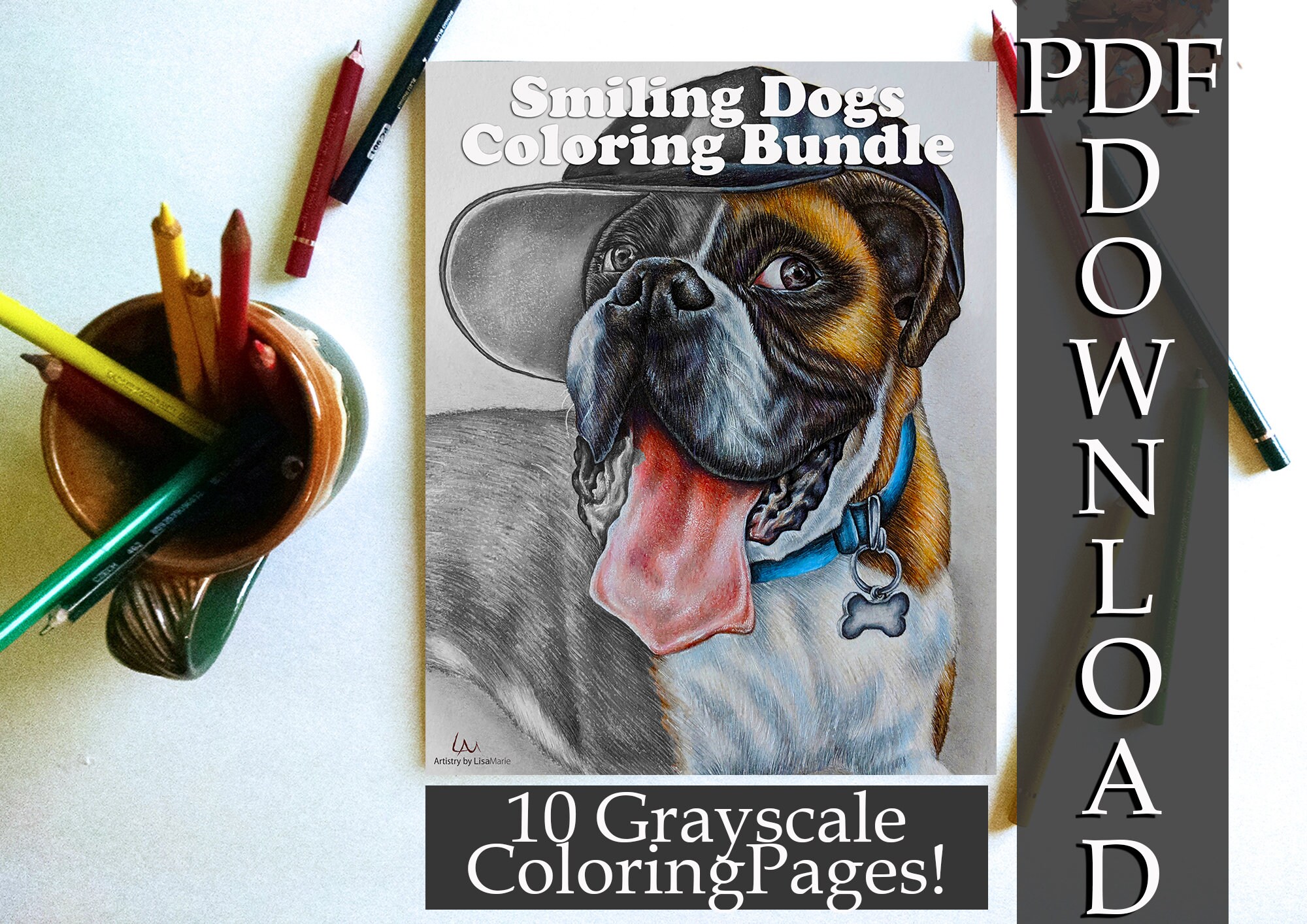 Libro para colorear pdf pãginas para colorear de perros descarga instantãnea para colorear en escala de grises kit de artesanãa para adultos para amantes de los perros