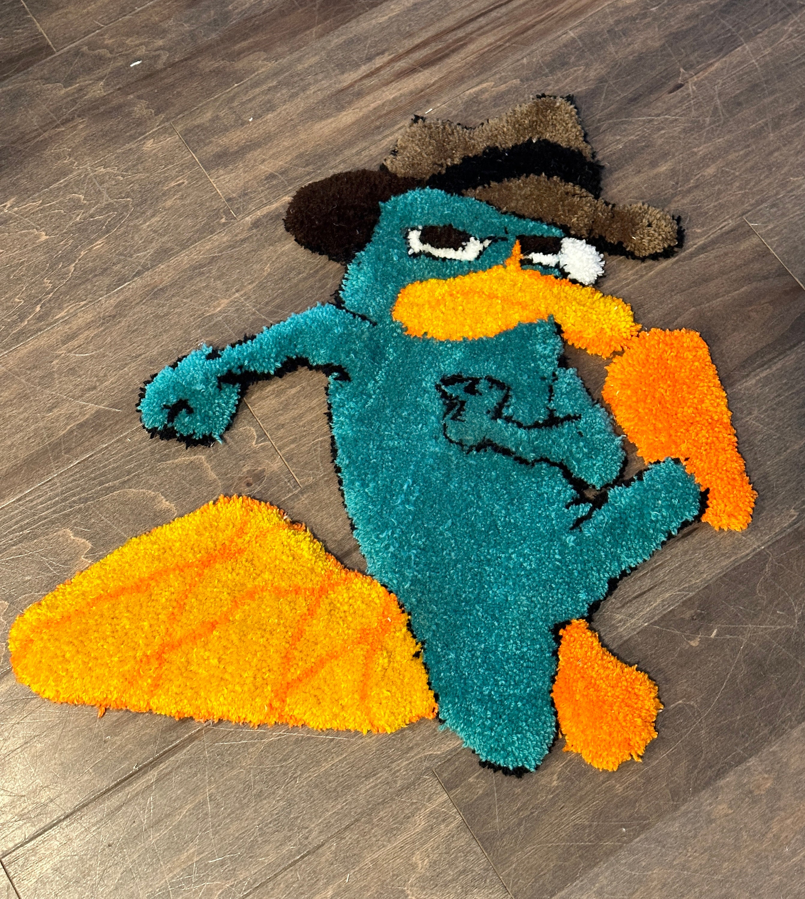 Perry the platypus rug phineas and ferb rug wheres perry cartoon tv show aesthetic hand tufted rug cottage core aesthetic great gift