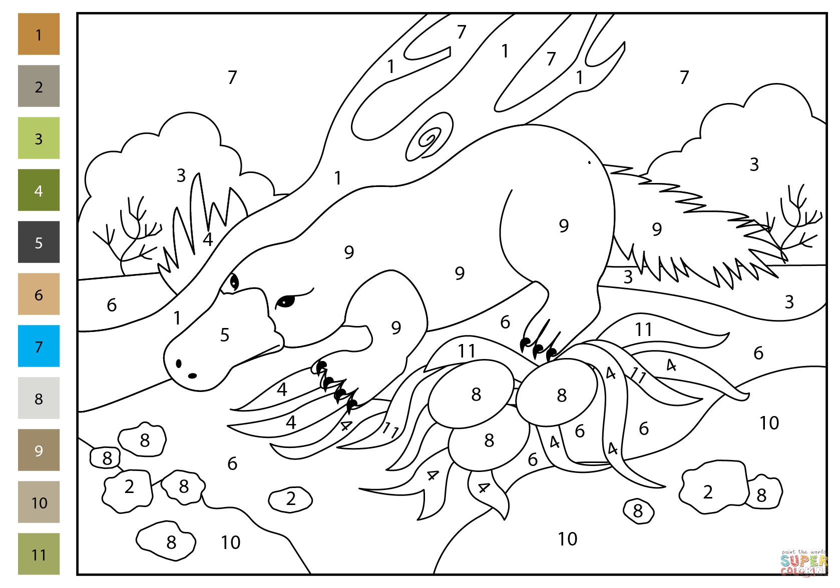 Platypus color by number free printable coloring pages