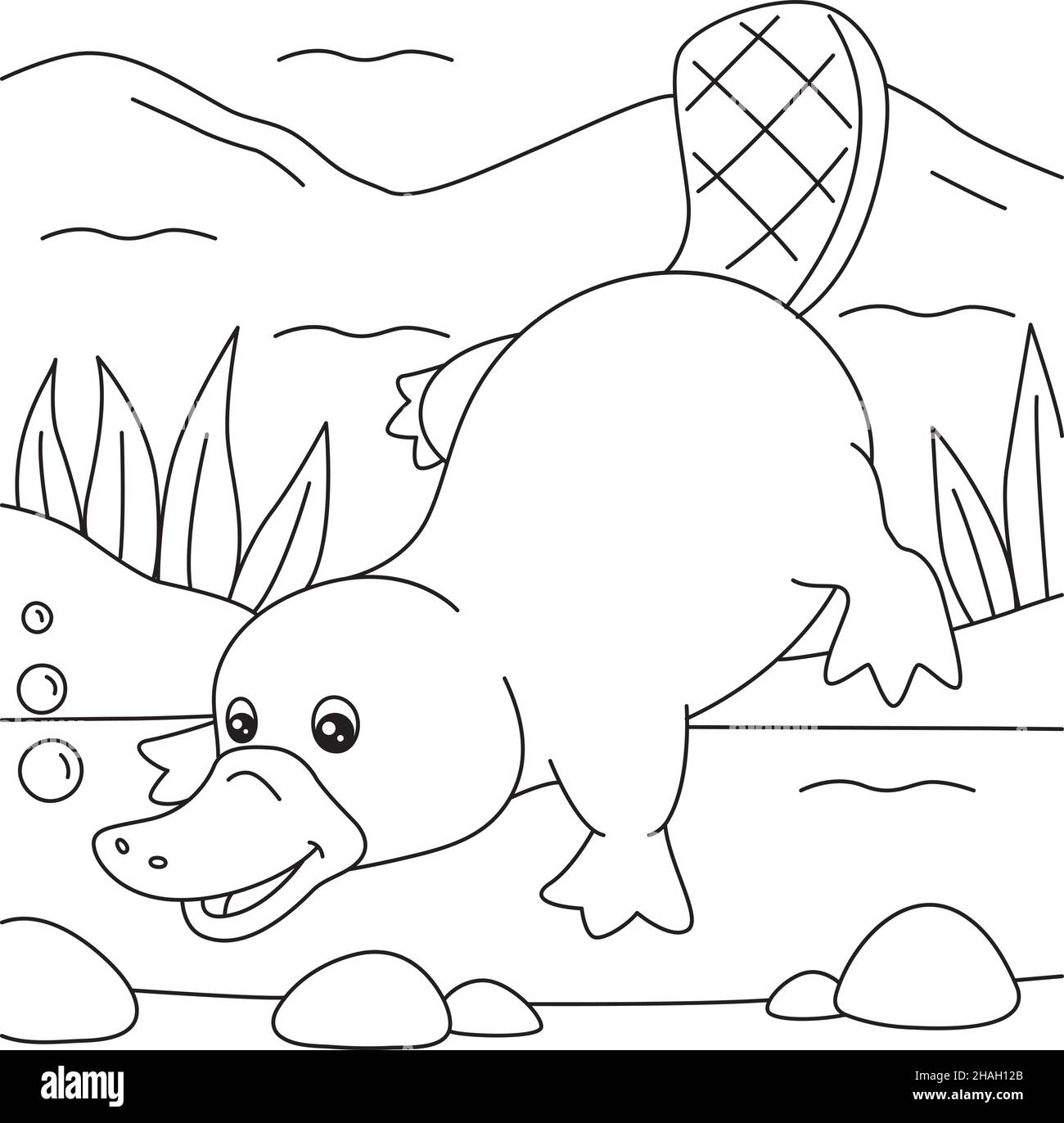 Platypus coloring page for kids stock vector image art