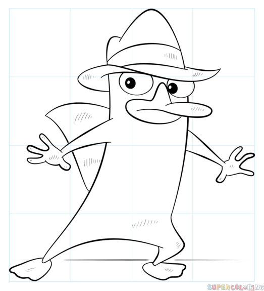 How to draw perry the platypus agent p step by step drawing tutorials