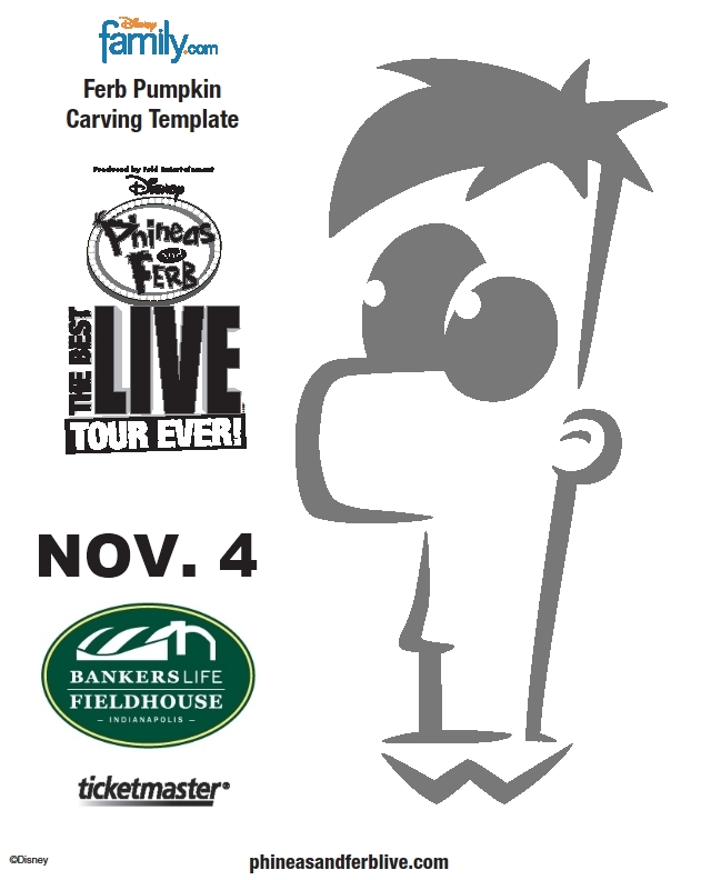 Free disney phineas ferb pumpkin carving stencil printable pages activities for kids