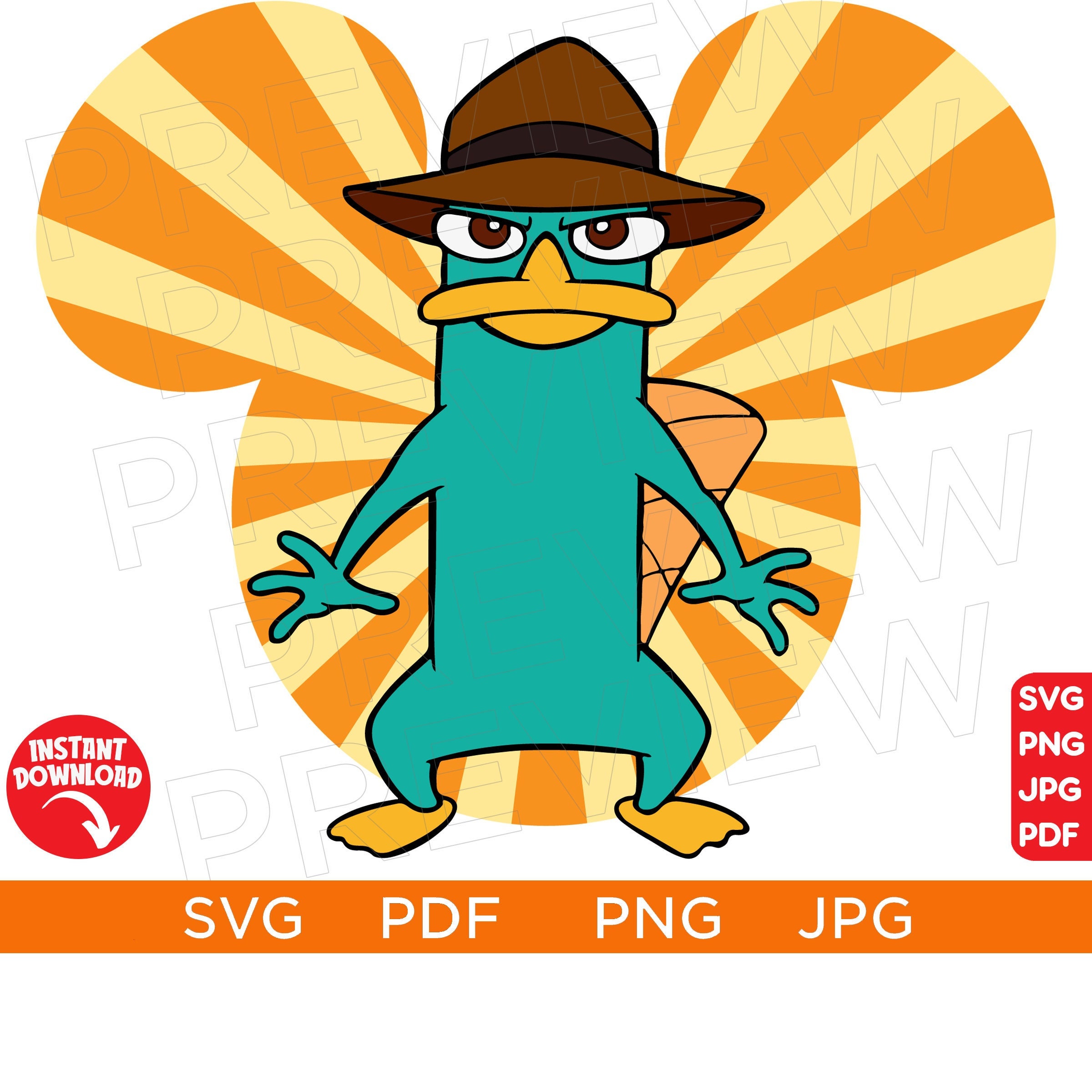 Perry the platypus svg phineas and ferb svg disneyland ears