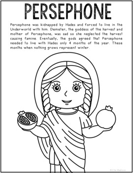 Persephone greek mythology coloring page greek god ancient history worksheet