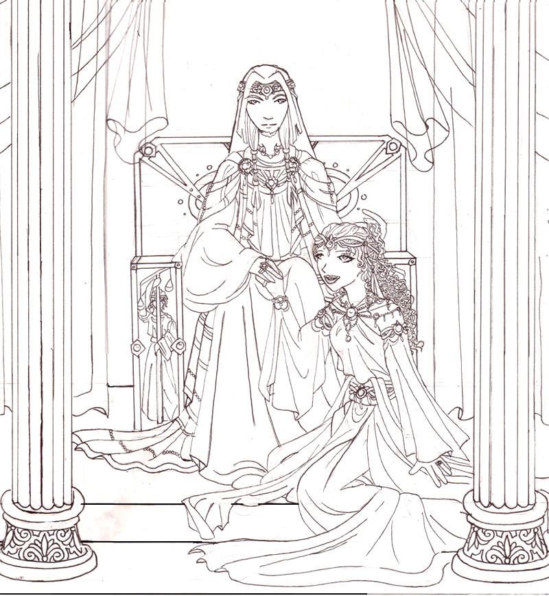 Hades and persephone lineart by nenuiel on