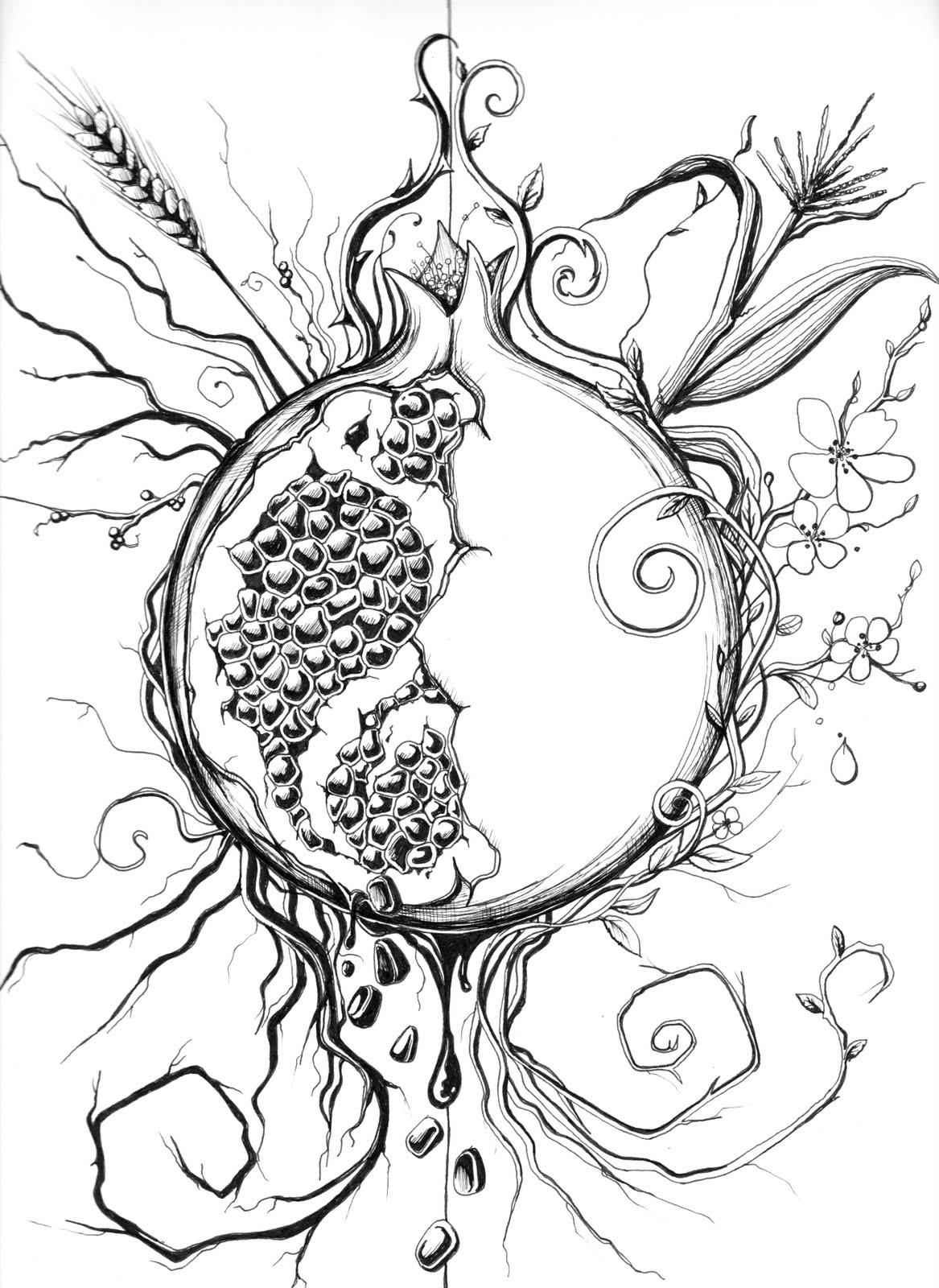 Pomegranate coloring pages â honor the gods