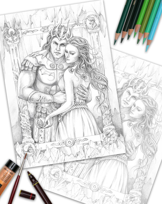 Hades and persephone greyscale â coloring