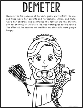 Demeter greek mythology coloring page greek god ancient history worksheet