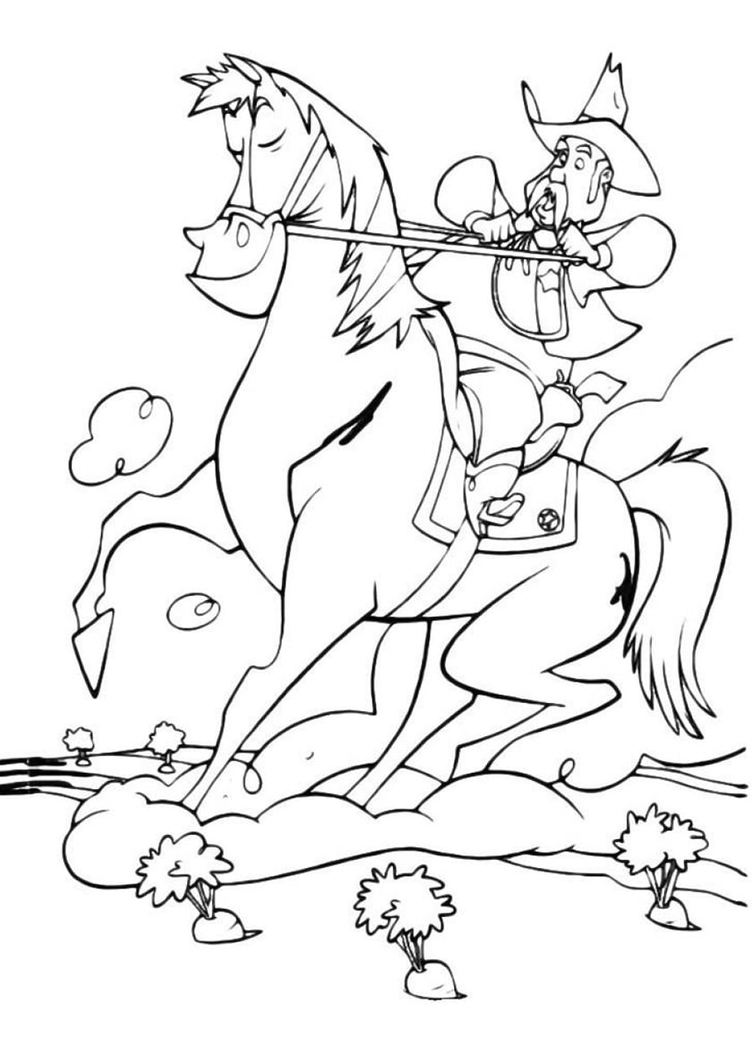 Man riding a horse coloring page