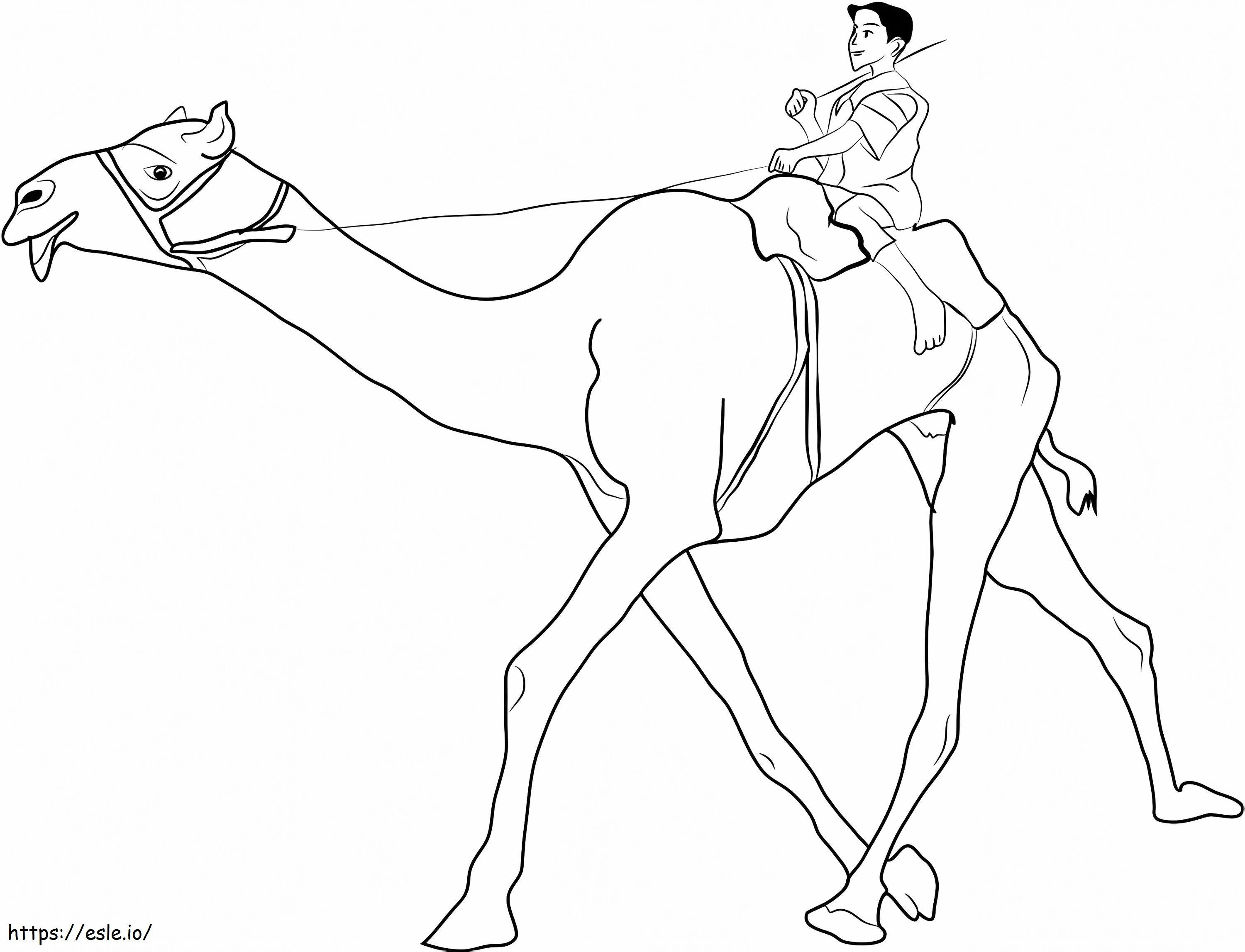 Man riding camel a coloring page