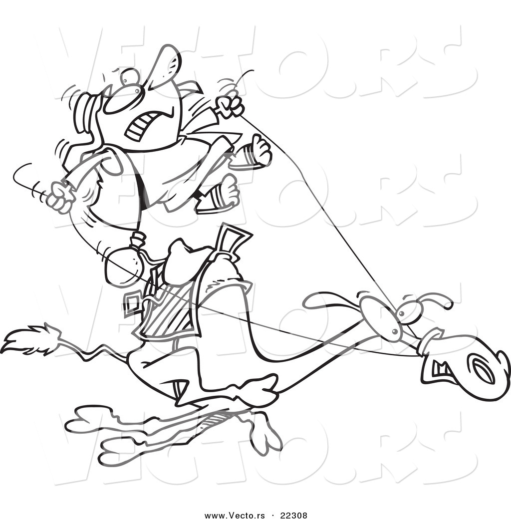 R of a cartoon man riding a fast camel