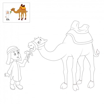 Premium vector coloring book pages for kids camel cartoon