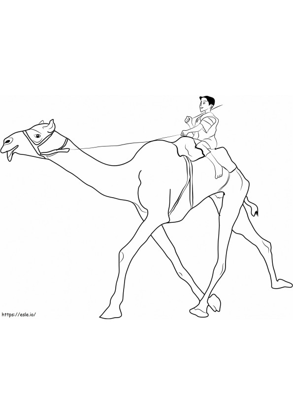 Man riding camel a coloring page