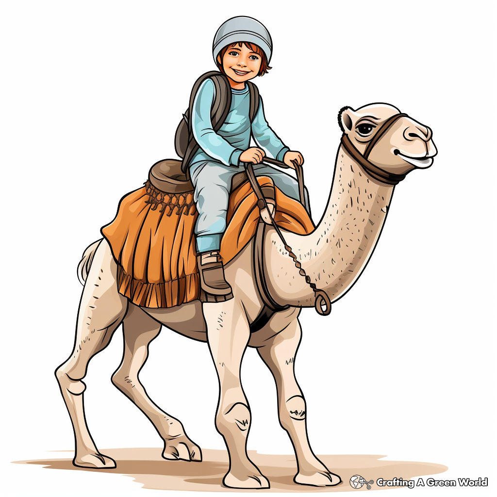 Camel in desert coloring pages