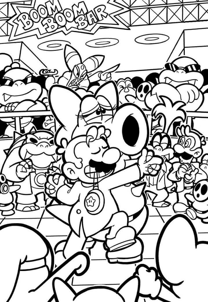 Mario dancing coloring page