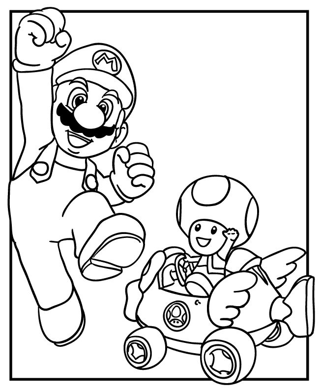 Dibujo para imprimir y colorear de mario y toad mario bros para colorear pãginas para colorear para imprimir gratis dibujos