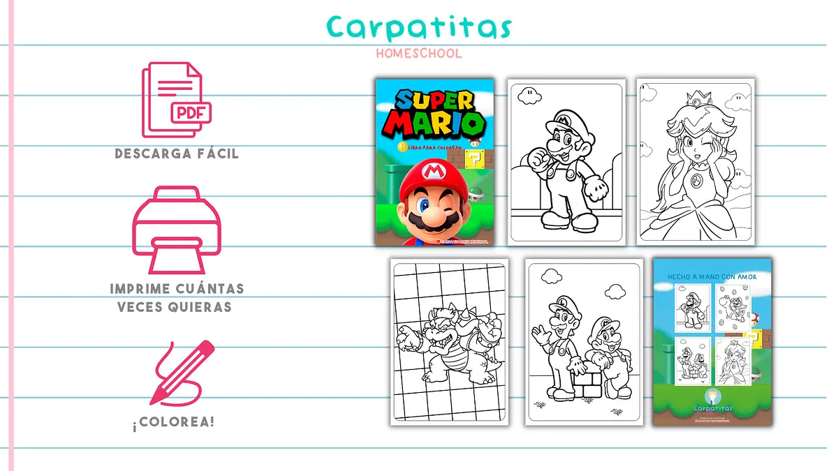 Super mario para colorear pdf para imprimir