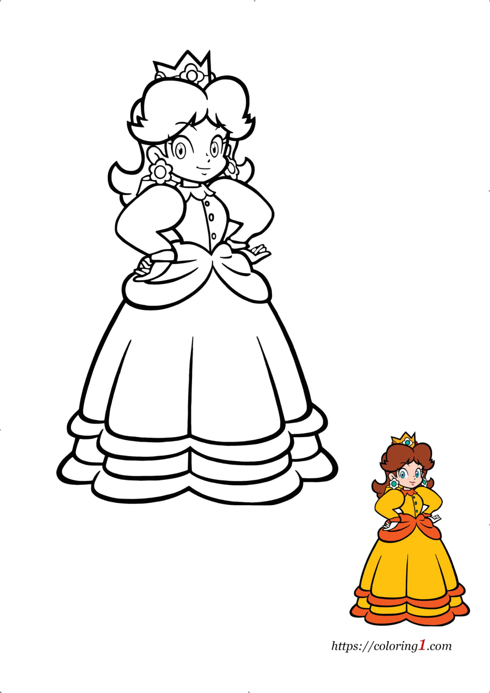 Princess daisy from super mario coloring pages free coloring sheets â