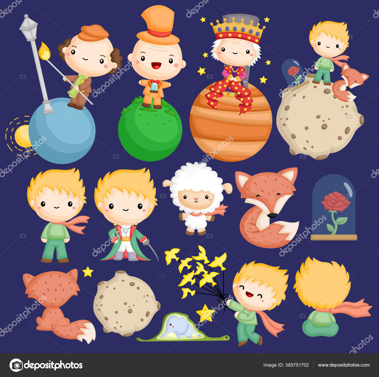 Cute vector little prince stories stock vector by odo