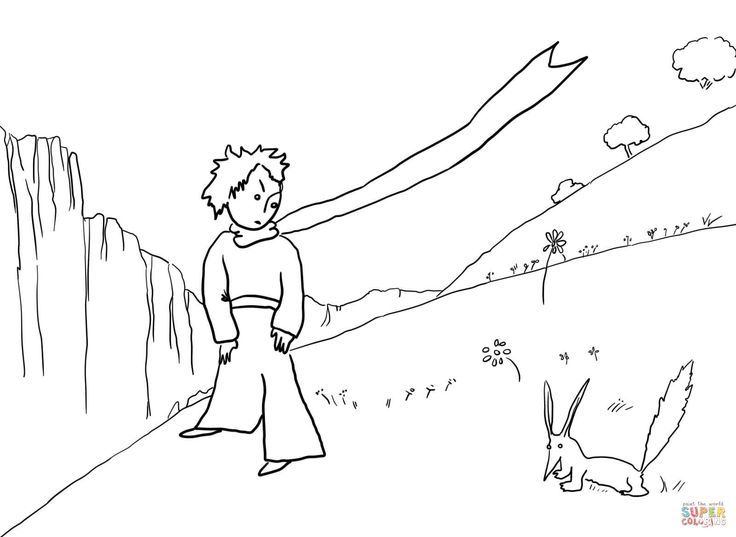 Little prince meets the fox fox coloring page coloring pages the little prince illustration